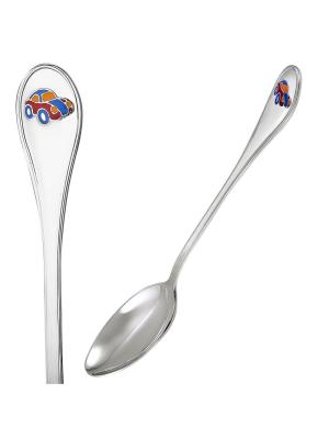 Ложка чайная "машинка" серебро 925 пробы, без покрытия, отделка - эмаль, без вставок
