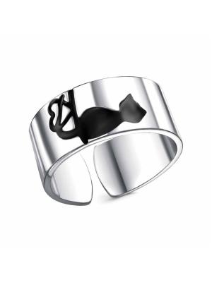 Кольцо бижутерия, покрытие - платинирование, отделка - эмаль, без вставок