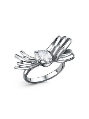 Кольцо серебро 925 пробы, покрытие - оксидирование, вставка - фианит (недрагоценный камень)