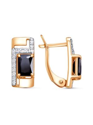 Серьги серебро 925 пробы, покрытие - золочение, выборочное родирование, вставка - фианит (недрагоценный камень)