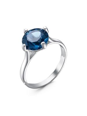 Кольцо серебро 925 пробы, покрытие - родирование, вставка - искусственный аквамарин