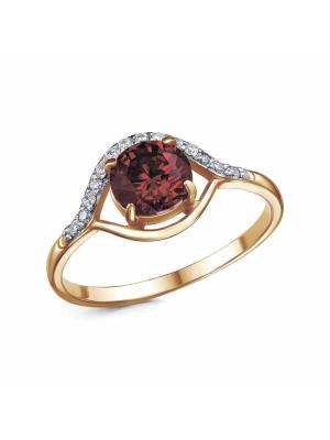 Кольцо серебро 925 пробы, покрытие - золочение, выборочное родирование, вставка - фианит (недрагоценный камень)