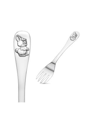 Вилка "зайчик" серебро 925 пробы, покрытие - оксидирование, без вставок