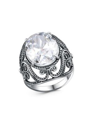 Кольцо бижутерия, покрытие - серебрение с оксидированием, вставка - фианит (недрагоценный камень)