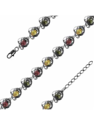 Браслет серебро 925 пробы, покрытие - оксидирование, вставка - фианит (недрагоценный камень)