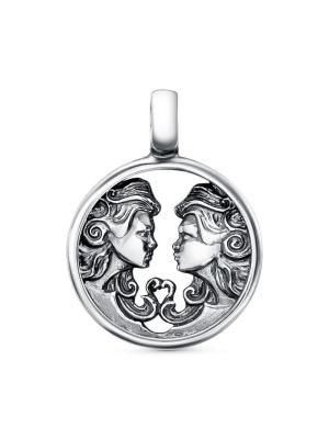 Подвеска "близнецы" бижутерия, покрытие - серебрение с оксидированием, без вставок