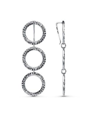 Серьги бижутерия, покрытие - серебрение с оксидированием, без вставок