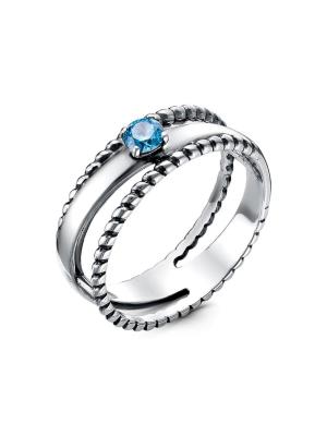 Кольцо бижутерия, покрытие - серебрение с оксидированием, вставка - фианит (недрагоценный камень)