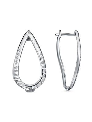 Серьги серебро 925 пробы, покрытие - родирование, отделка - алмазная грань, без вставок