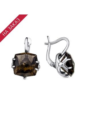 Серьги серебро 925 пробы, покрытие - родирование, вставка - искусственный топаз