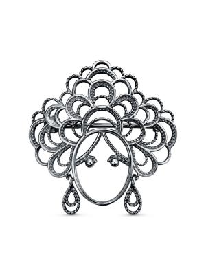 Брошь серебро 925 пробы, покрытие - оксидирование, без вставок