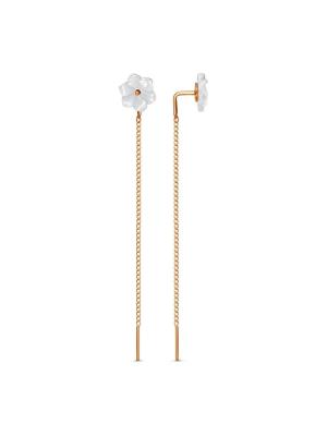 Серьги серебро 925 пробы, покрытие - золочение, вставка - перламутр