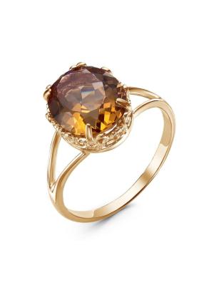 Кольцо серебро 925 пробы, покрытие - золочение, вставка - искусственный султанит