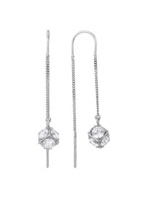 Серьги серебро 925 пробы, без покрытия, вставка - фианит (недрагоценный камень)