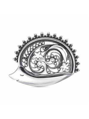 Брошь серебро 925 пробы, покрытие - оксидирование, без вставок