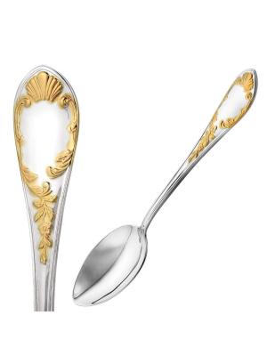 Ложка кофейная "весна" серебро 925 пробы, покрытие - выборочное золочение, без вставок