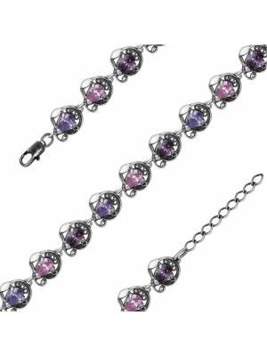 Браслет серебро 925 пробы, покрытие - оксидирование, вставка - фианит (недрагоценный камень)