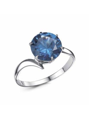 Кольцо серебро 925 пробы, покрытие - родирование, вставка - искусственная шпинель