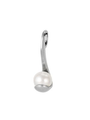 Подвеска бижутерия, покрытие - серебрение с оксидированием, вставка - имитация жемчуга