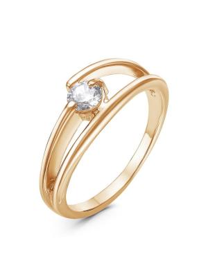 Кольцо бижутерия, покрытие - золочение, вставка - фианит (недрагоценный камень)