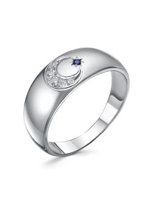 Кольцо серебро 925 пробы, покрытие - платинирование, вставка - искусственная шпинель, фианит (недрагоценный камень)