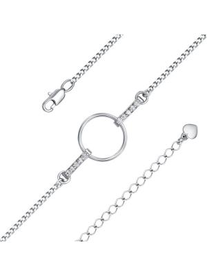 Браслет серебро 925 пробы, покрытие - родирование, вставка - фианит (недрагоценный камень)