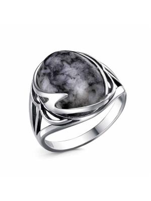 Кольцо бижутерия, покрытие - серебрение с оксидированием, вставка - пинолит