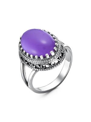 Кольцо серебро 925 пробы, покрытие - оксидирование, вставка - искусственный аметист