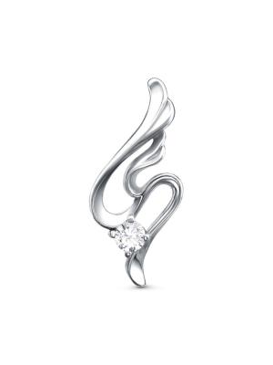 Подвеска бижутерия, покрытие - платинирование, вставка - фианит (недрагоценный камень)