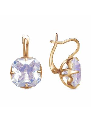 Серьги серебро 925 пробы, покрытие - золочение, вставка - стекло ювелирное собственной огранки