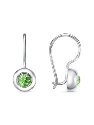 Серьги бижутерия, покрытие - серебрение, вставка - стекло ювелирное preciosa