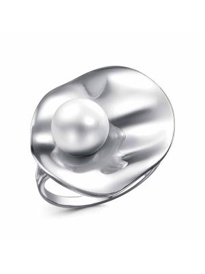 Кольцо бижутерия, покрытие - платинирование, вставка - имитация жемчуга