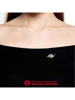 Брошь серебро 925 пробы, покрытие - платинирование, вставка - фианит (недрагоценный камень)