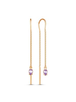 Серьги бижутерия, покрытие - золочение, вставка - фианит (недрагоценный камень)