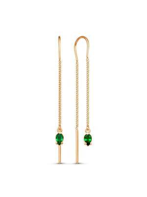 Серьги бижутерия, покрытие - золочение, вставка - искусственная шпинель