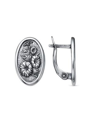 Серьги бижутерия, покрытие - серебрение с оксидированием, без вставок