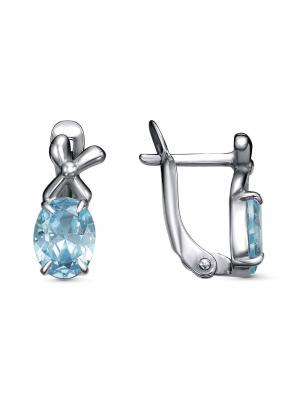 Серьги бижутерия, покрытие - серебрение с оксидированием, вставка - фианит (недрагоценный камень)