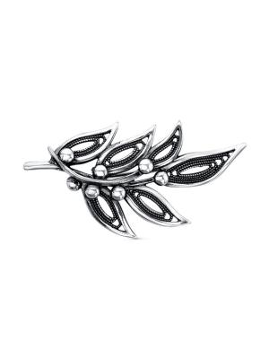 Брошь бижутерия, покрытие - серебрение с оксидированием, без вставок