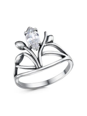 Кольцо бижутерия, покрытие - серебрение с оксидированием, вставка - фианит (недрагоценный камень)