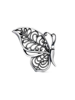 Брошь серебро 925 пробы, покрытие - оксидирование, без вставок