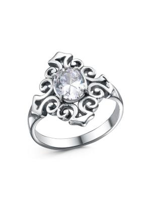 Кольцо бижутерия, покрытие - серебрение с оксидированием, вставка - фианит (недрагоценный камень)