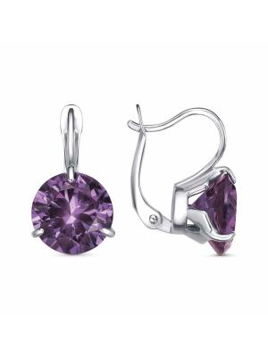 Серьги серебро 925 пробы, покрытие - платинирование, вставка - синтетический корунд