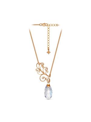 Колье серебро 925 пробы, покрытие - золочение, вставка - фианит (недрагоценный камень)