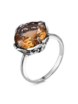 Кольцо серебро 925 пробы, покрытие - оксидирование, вставка - искусственный султанит