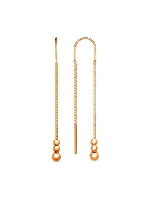 Серьги серебро 925 пробы, покрытие - золочение, без вставок