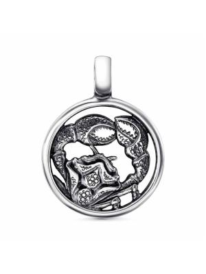 Подвеска "рак" бижутерия, покрытие - серебрение с оксидированием, без вставок