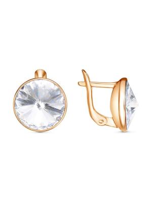 Серьги серебро 925 пробы, покрытие - золочение, вставка - стекло ювелирное preciosa