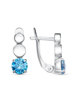 Серьги бижутерия, покрытие - платинирование, вставка - фианит (недрагоценный камень)