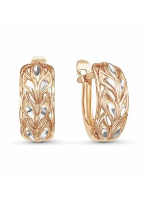 Серьги серебро 925 пробы, покрытие - золочение, отделка - алмазная грань, без вставок