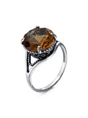 Кольцо серебро 925 пробы, покрытие - оксидирование, вставка - искусственный султанит